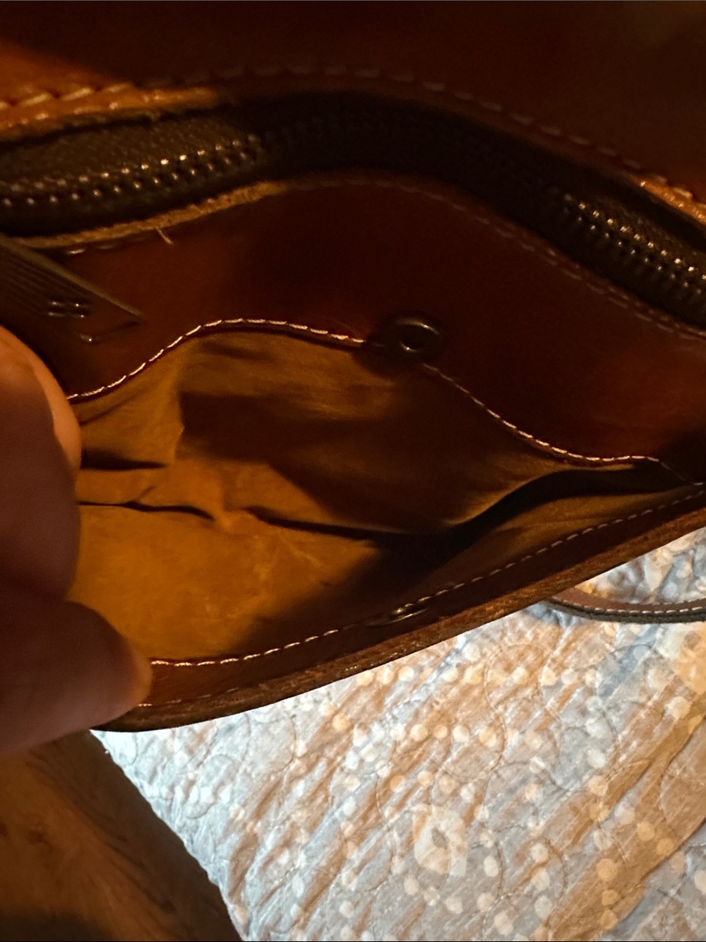 Patricia Nash Saddle Brown Leather Messenger bag with Embossed Medallion 82615 - Picture 5 of 7